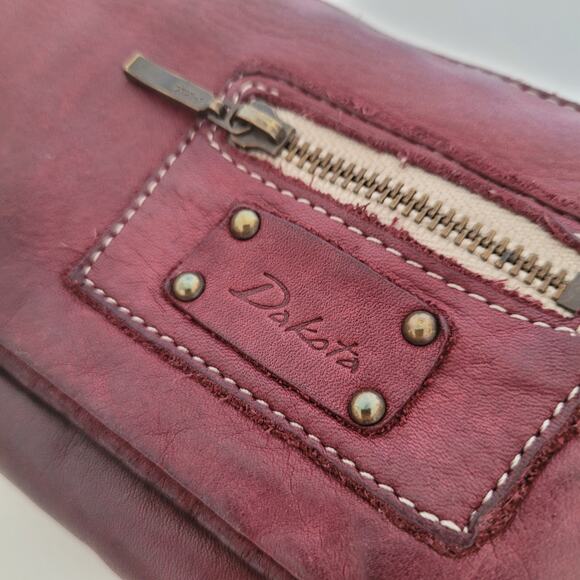 Dakota Leather Envelope Wallet Burgundy Red Boho Continental Rustic Large Soft - Picture 10 of 11